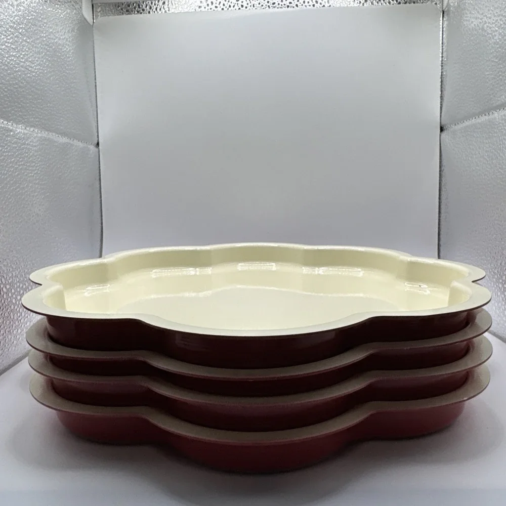 Set Of 4 Thin Shallow Scalloped NordicWare Celebration Layer‎ Cake Pan